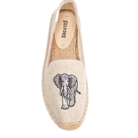 Soludos Shoes - EUC Soludos Women's Elephant Embroidered Smoking Slipper Espadrilles In Sand